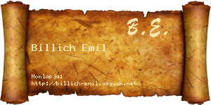 Billich Emil névjegykártya